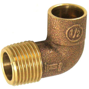 Codo de Bronce 90° Soldable Y Roscable Macho de 1/2"