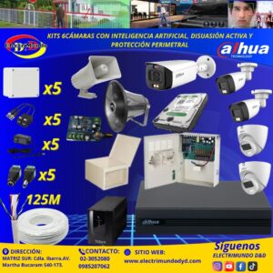 KIT DE 5 CAMARAS CON IA Y DISUACION ACTIVA